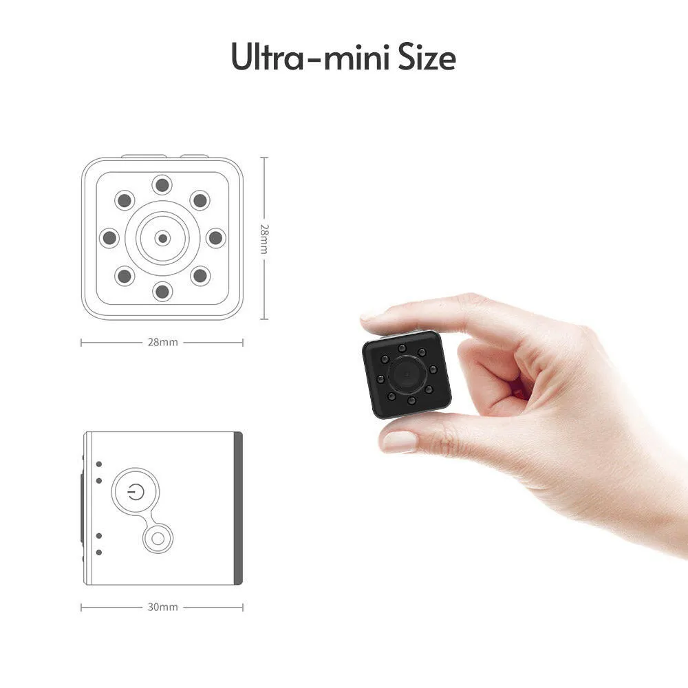 1080P 30FPS  Mini Camera Video Cam Camcorder Nanny Cam 155° Wide Angle IR Night Viewing Motion Detection 32GB Extended Memory for Baby Household Indoor Monitor