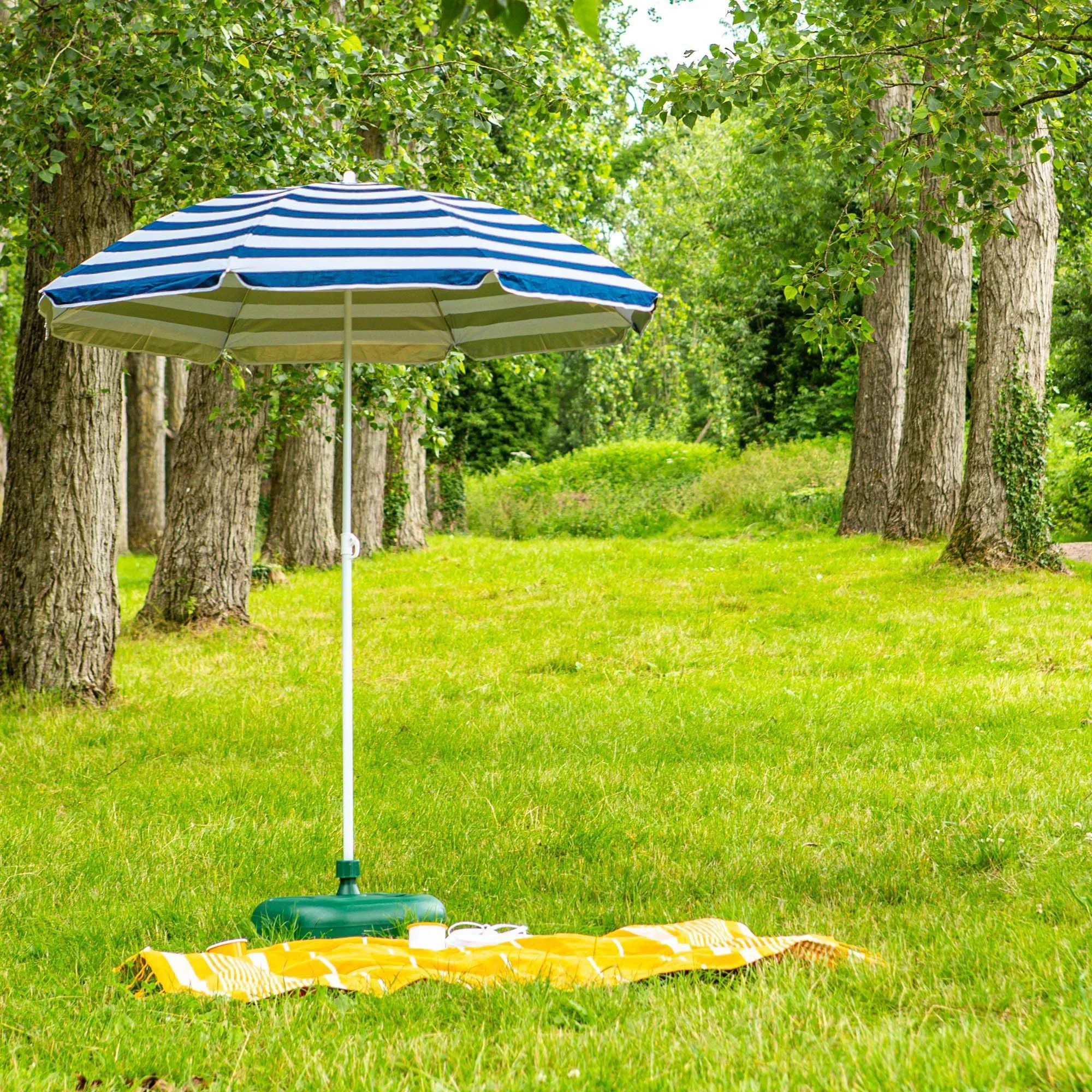 1.74m Metal Beach Parasol - By Harbour Housewares