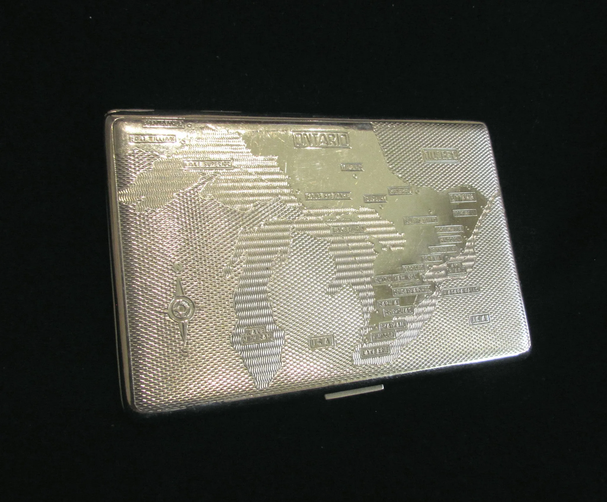 1940s Cigarette Case Ontario Canada Map Har-Bro England Business Card Credit Card Holder Wallet EXCELLENT CONDITION