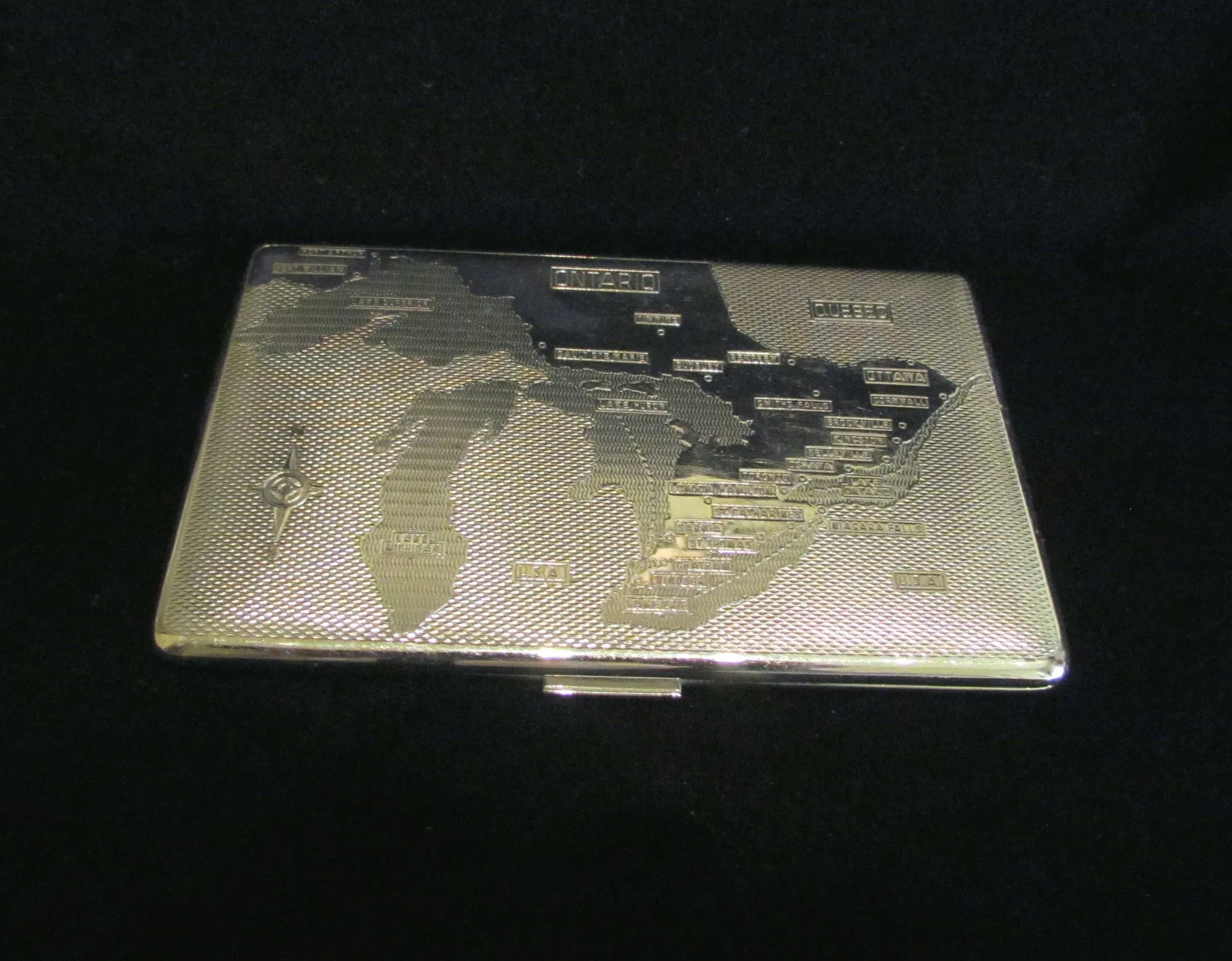 1940s Cigarette Case Ontario Canada Map Har-Bro England Business Card Credit Card Holder Wallet EXCELLENT CONDITION