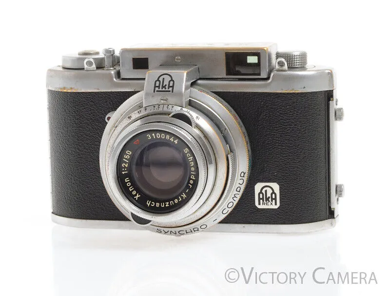 Akarex III Chrome 35mm Rangefinder w/ 50mm f2 Schneider Xenon Lens -Light Haze-