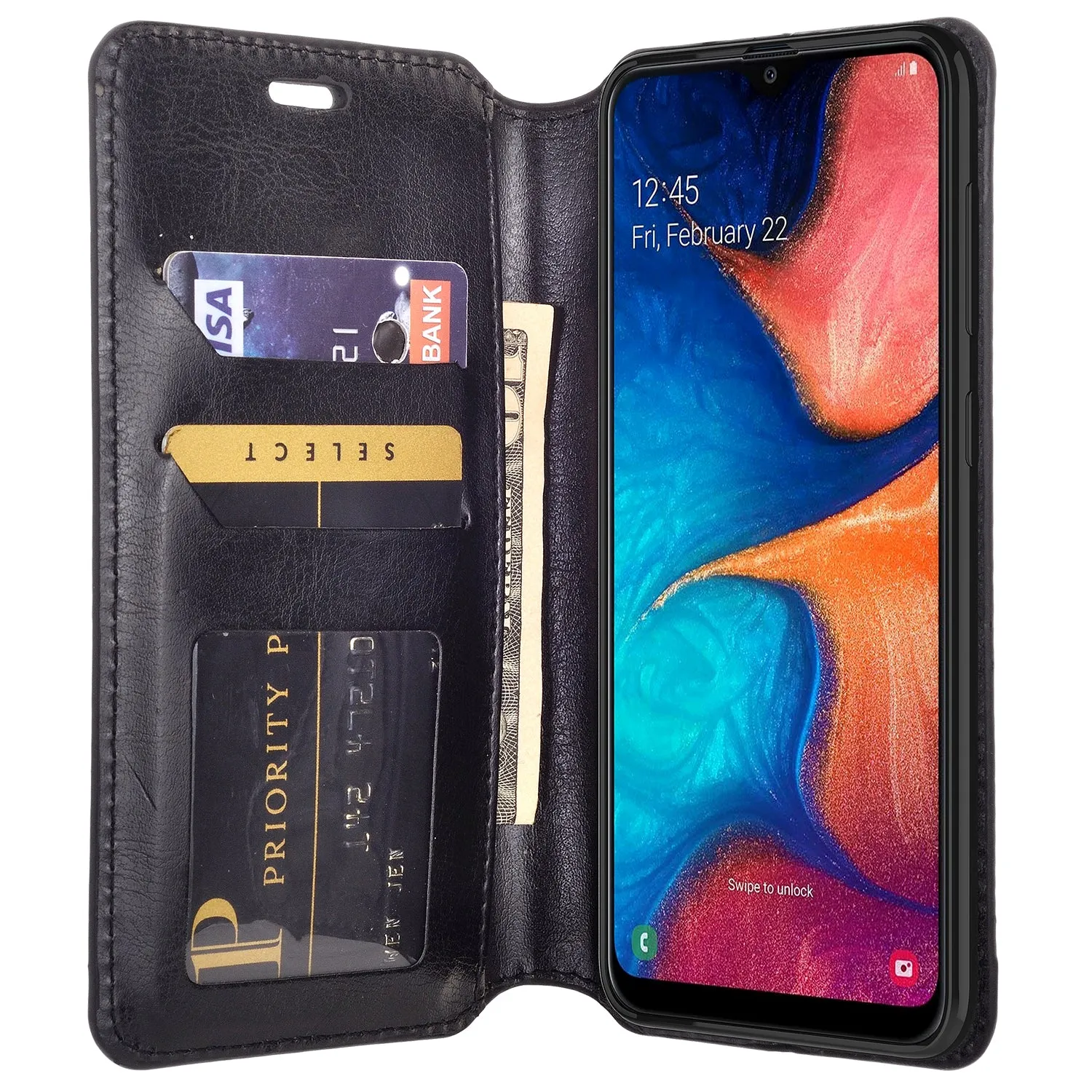 Alcatel 3V (2019) Case, 3V (2019) Wallet Case, Pu Leather Wallet Case [Kickstand] with ID & Credit Card Slots for 3V (2019)  - Black