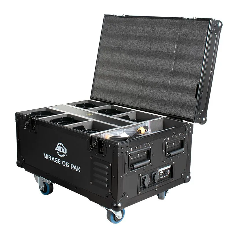 American DJ MIRAGE Q6 PAK Fixtures With Flight Case and Remote (Black)