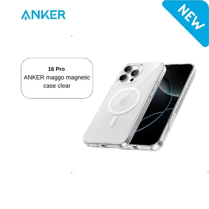 Anker Mag Go Magnetic Case with Ring & Stand iphone16 Pro, Clear