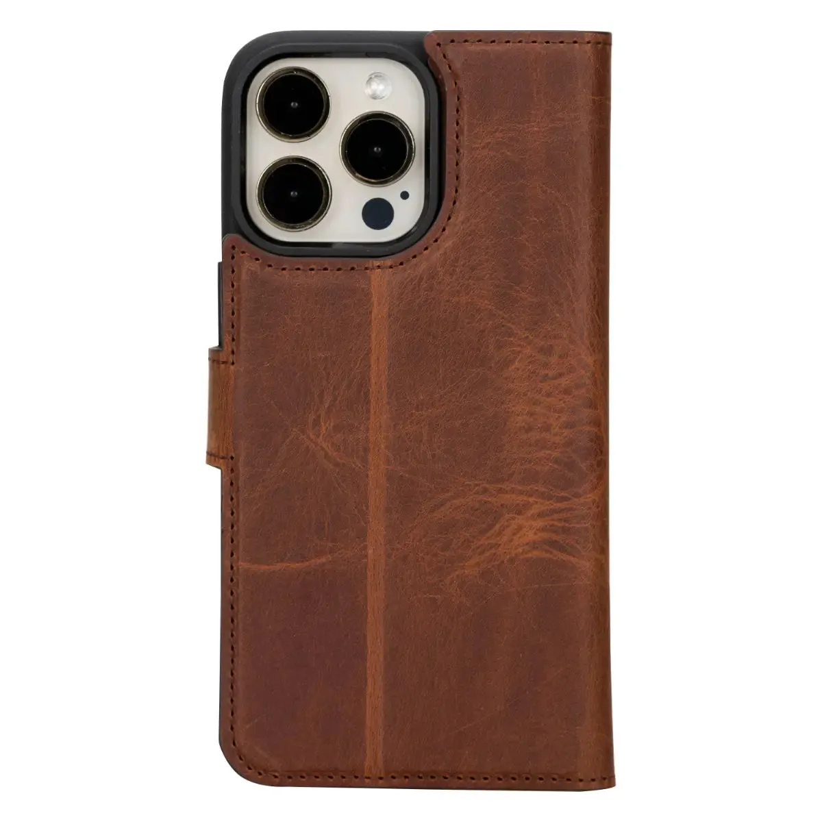 Antic Brown Leather iPhone 15 Pro Max Wallet Case