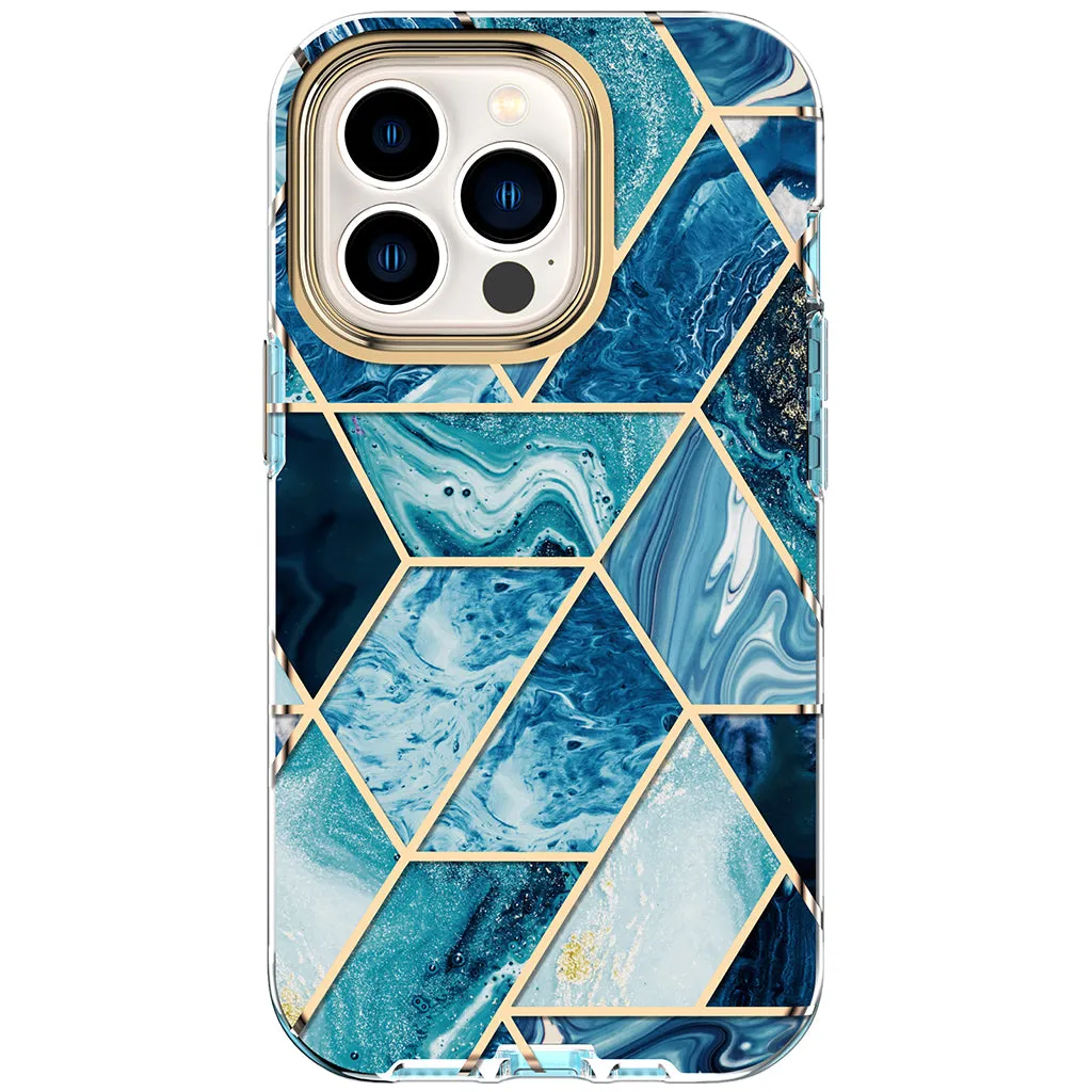 Apple iPhone 13 Pro Max Case | Marble Shockproof Bumper Stylish Slim Phone Cases |Blue Marble