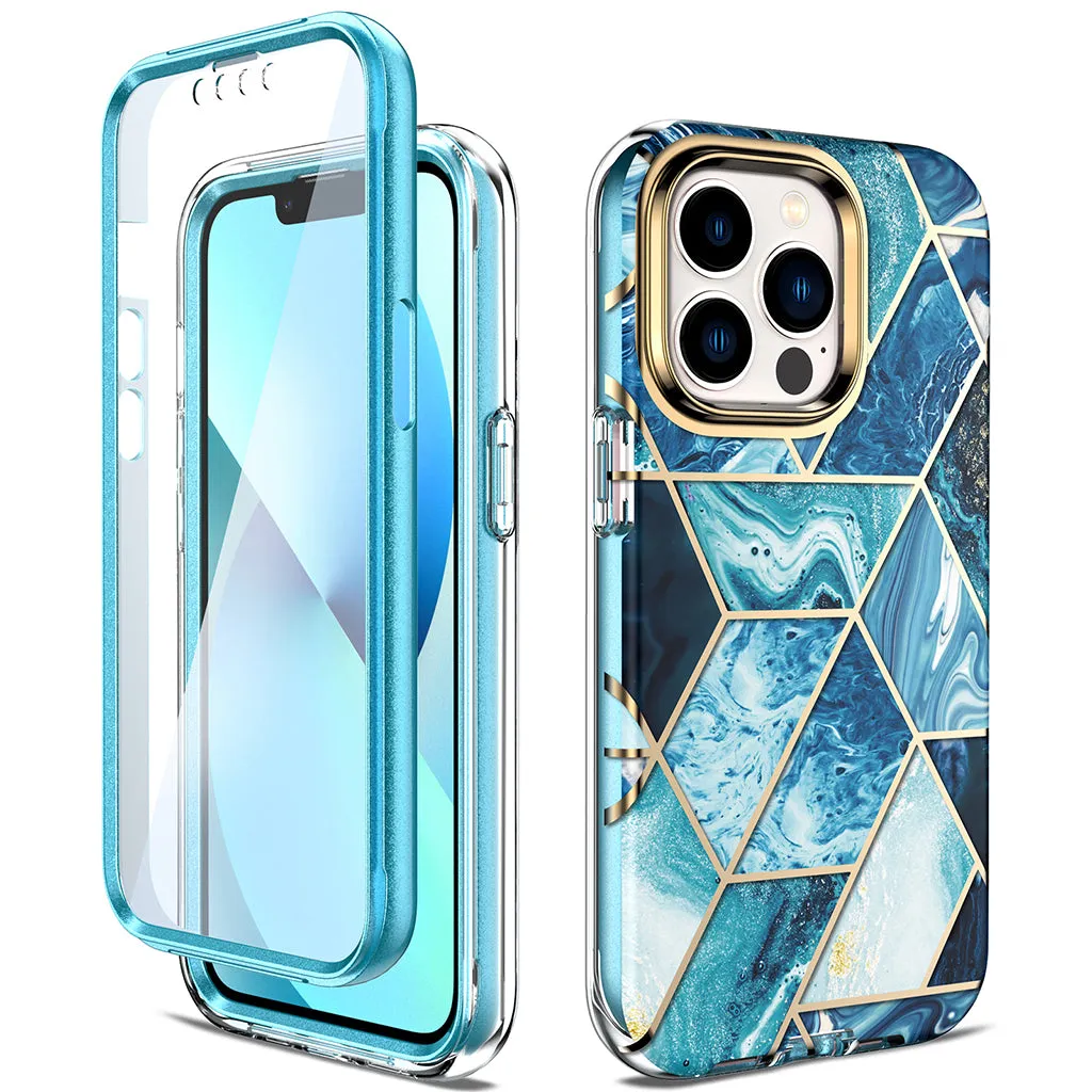 Apple iPhone 13 Pro Max Case | Marble Shockproof Bumper Stylish Slim Phone Cases |Blue Marble