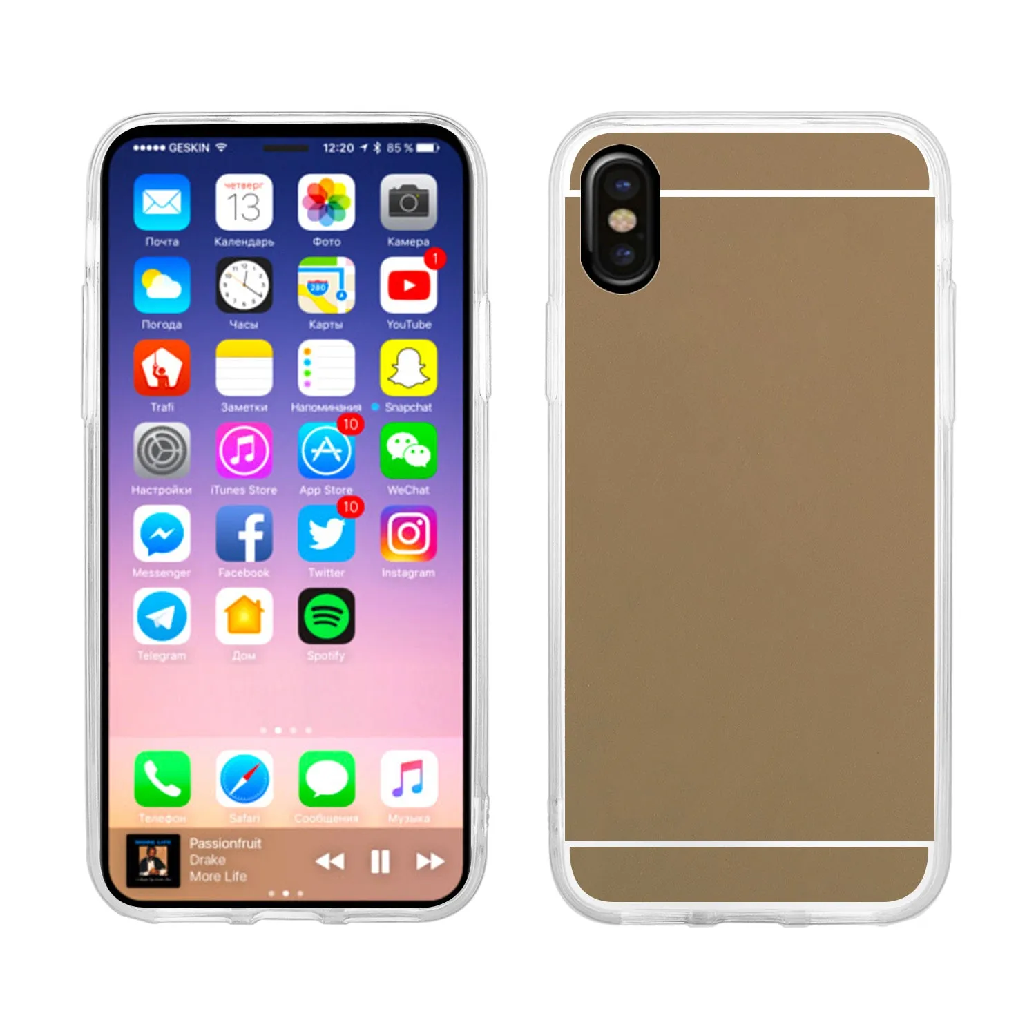 Apple iPhone ??? | iPhone Ten Case, Reflective Mirror EZ-Grip[Shock Resistant] TPU Case Cover for iPhone ??? | iPhone Ten - Gold