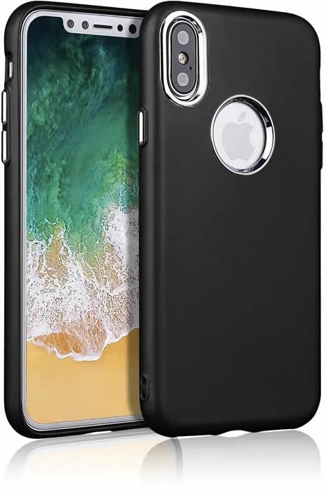 Apple iPhone XS TPU Rubberised Case - Black/Silver