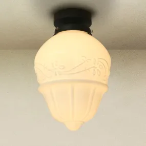 Art Deco B Milk Glass Fixed Ceiling Light