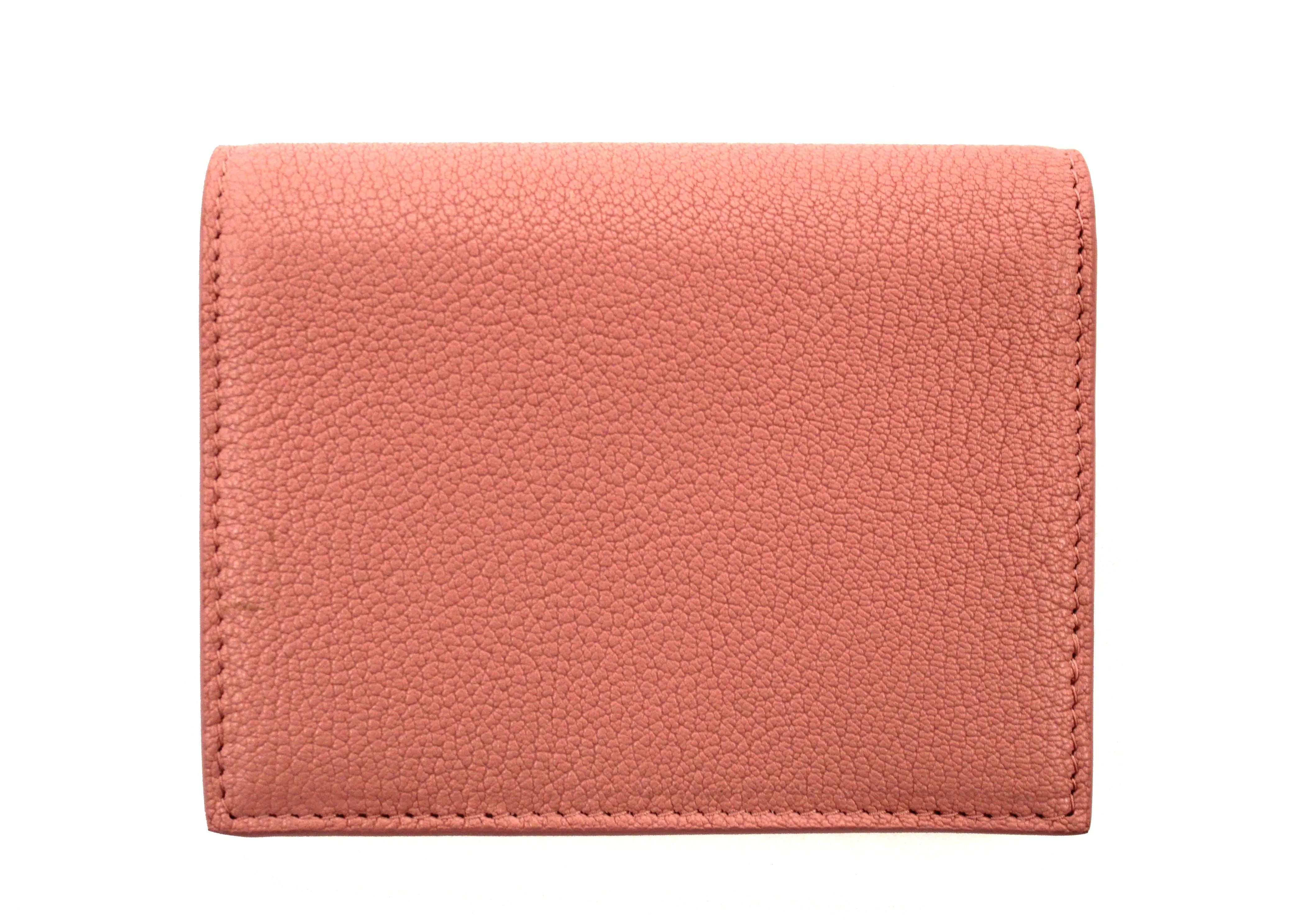 Authentic New Miu Miu Pink Leather Bi-Fold Wallet