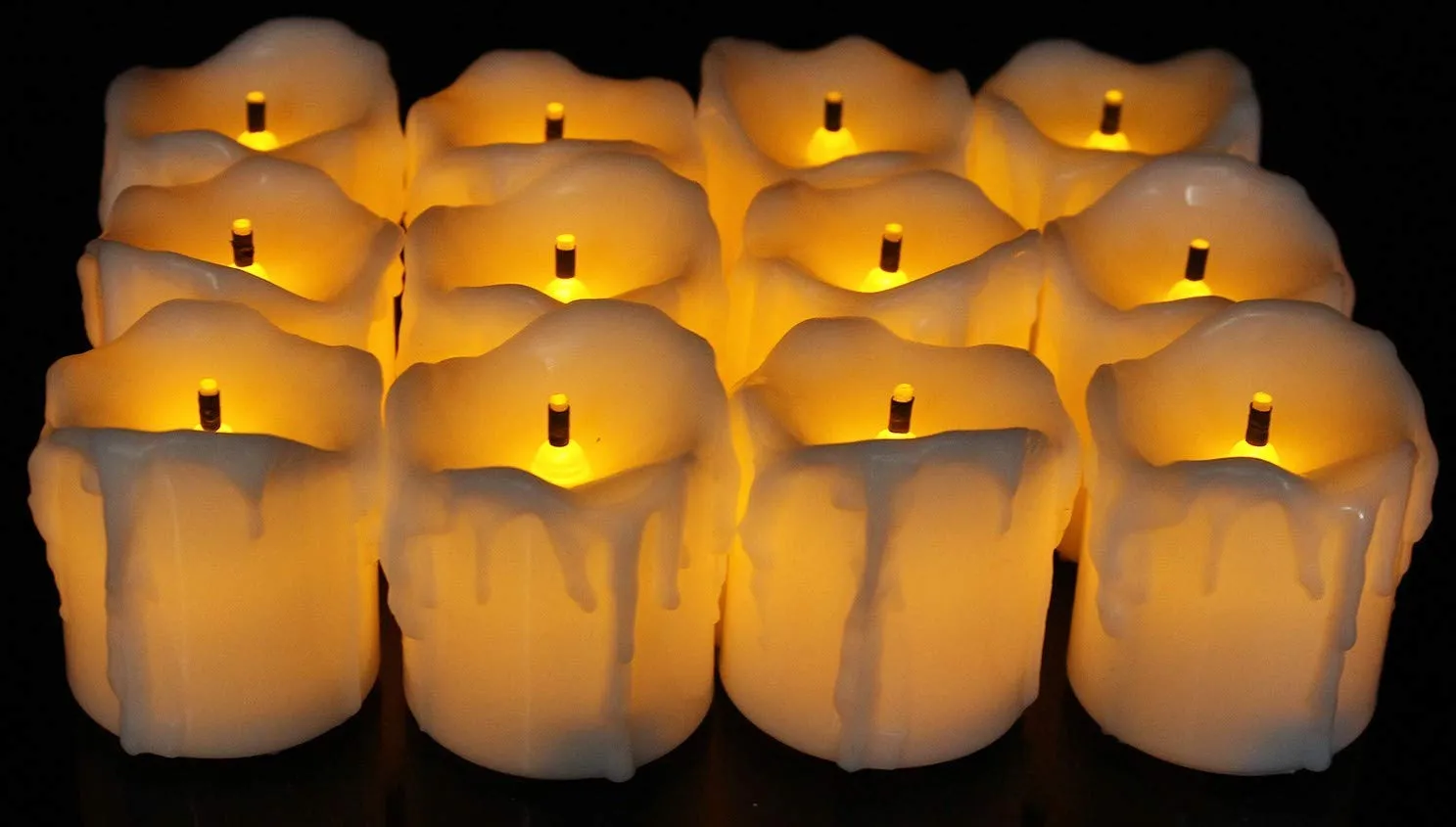 Balloonistics 12 pcs Melting Yellow Flameless Candles Round Shape Tealight LED Electronic Candle Lamp Battery Operated Candles Home Rooom Decoration - 5 Cm