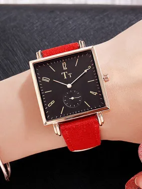 Big Dial Square Pattern Transparent Women's Watch