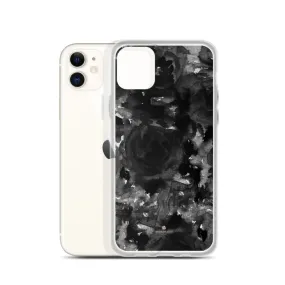 Black Floral Rose iPhone Case, Abstract Floral Art Watercolor Phone Case-Printed in USA/EU/MX