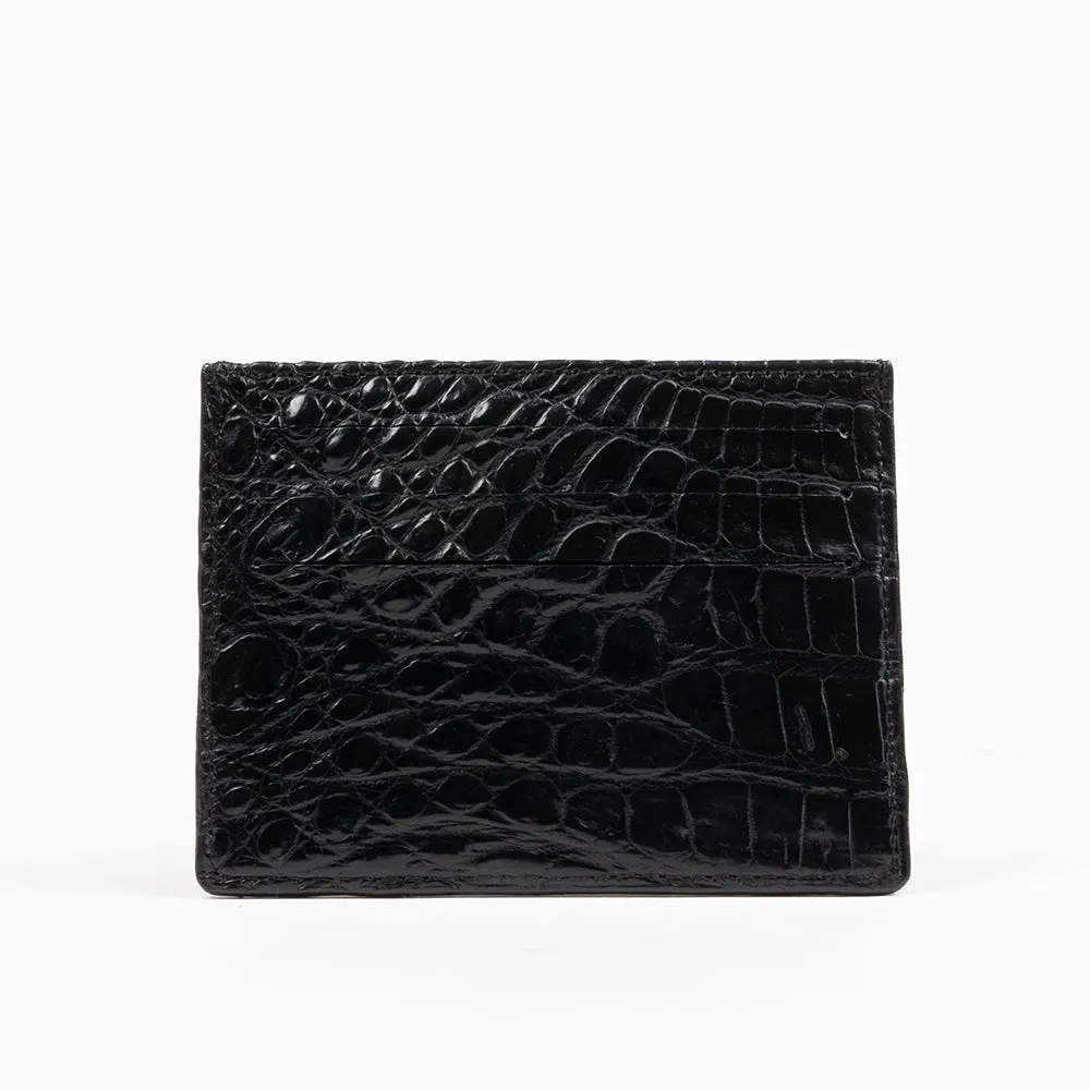 Black Genuine Crocodile Skin Credit Card Case