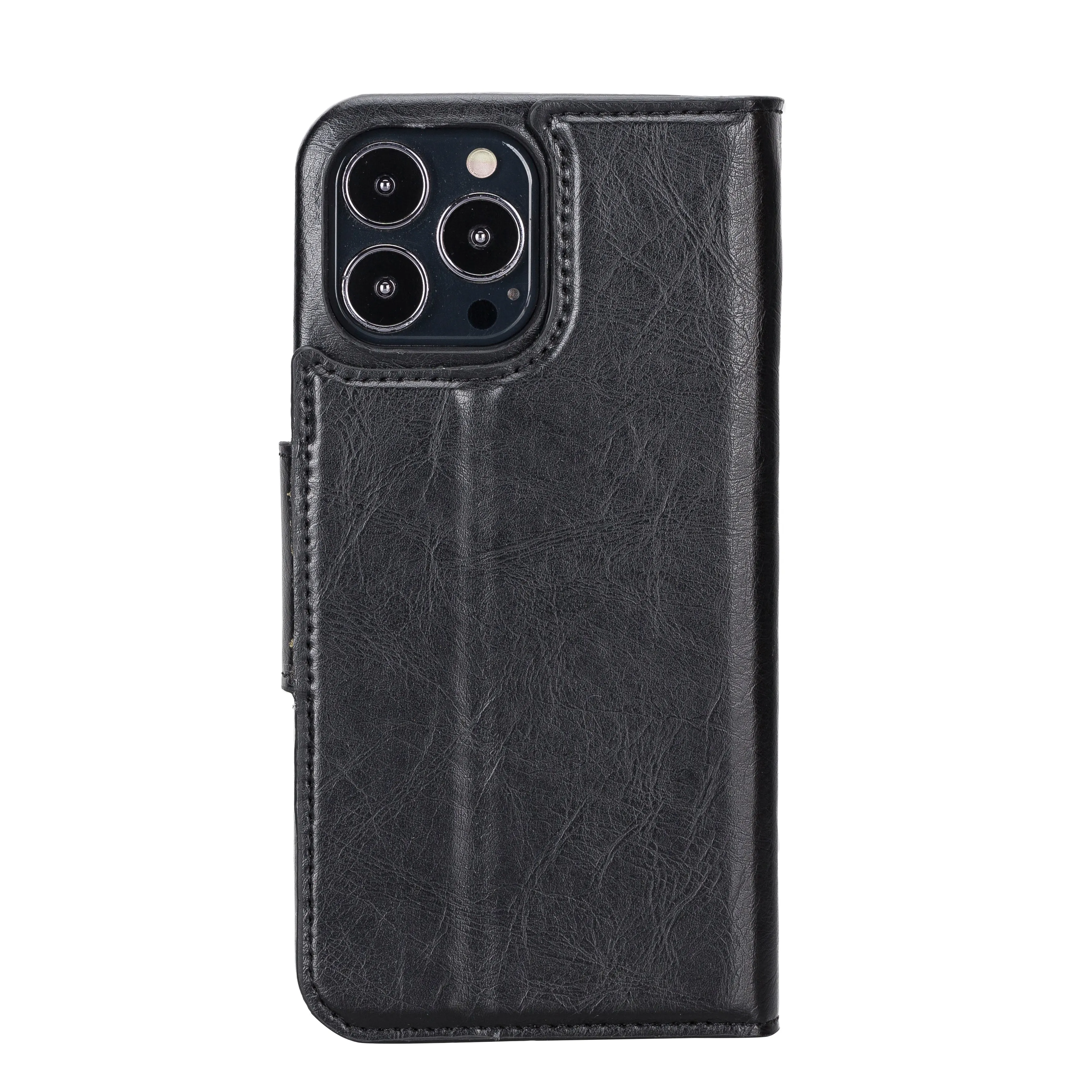 Black Leather iPhone 15 Pro Max Prestige Wallet Case