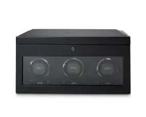 British Racing Triple Watch Winder with Storage (Black)