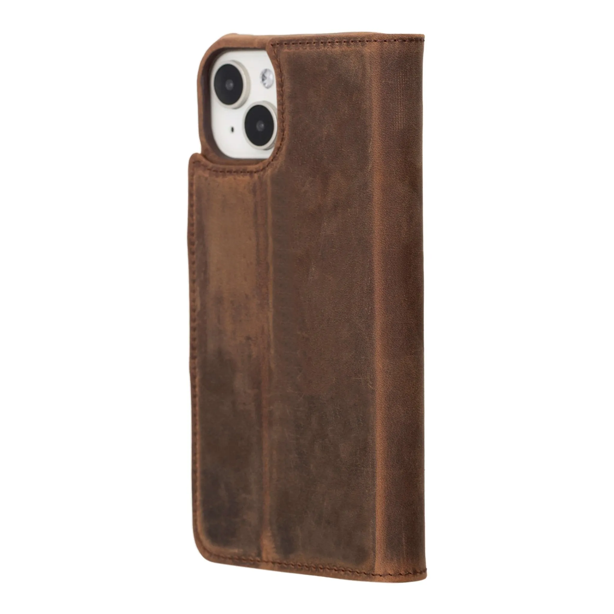 Burkley iPhone 14 Plus Wallet Case, Distressed Coffee