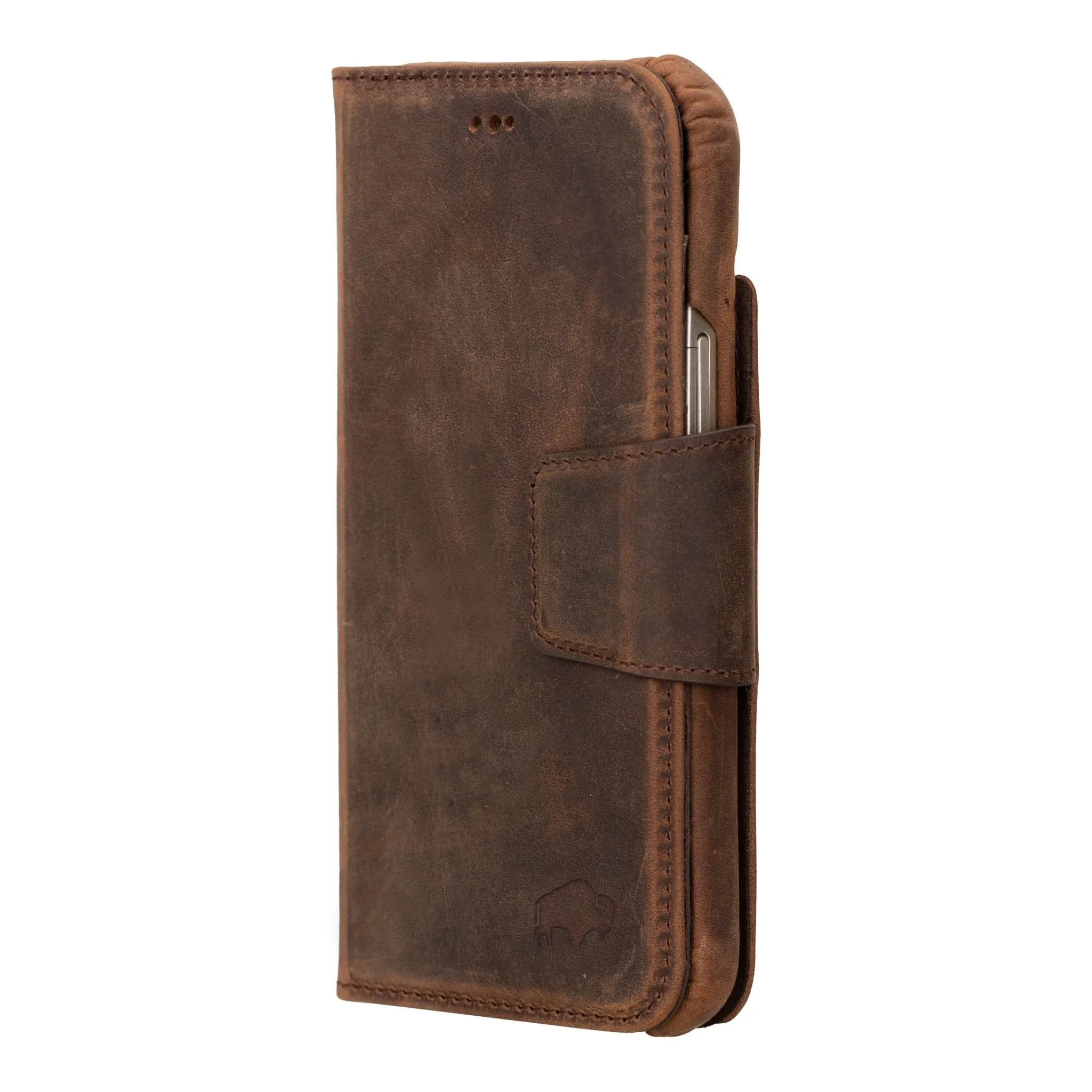 Burkley iPhone 14 Plus Wallet Case, Distressed Coffee