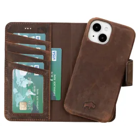 Burkley iPhone 14 Plus Wallet Case, Distressed Coffee