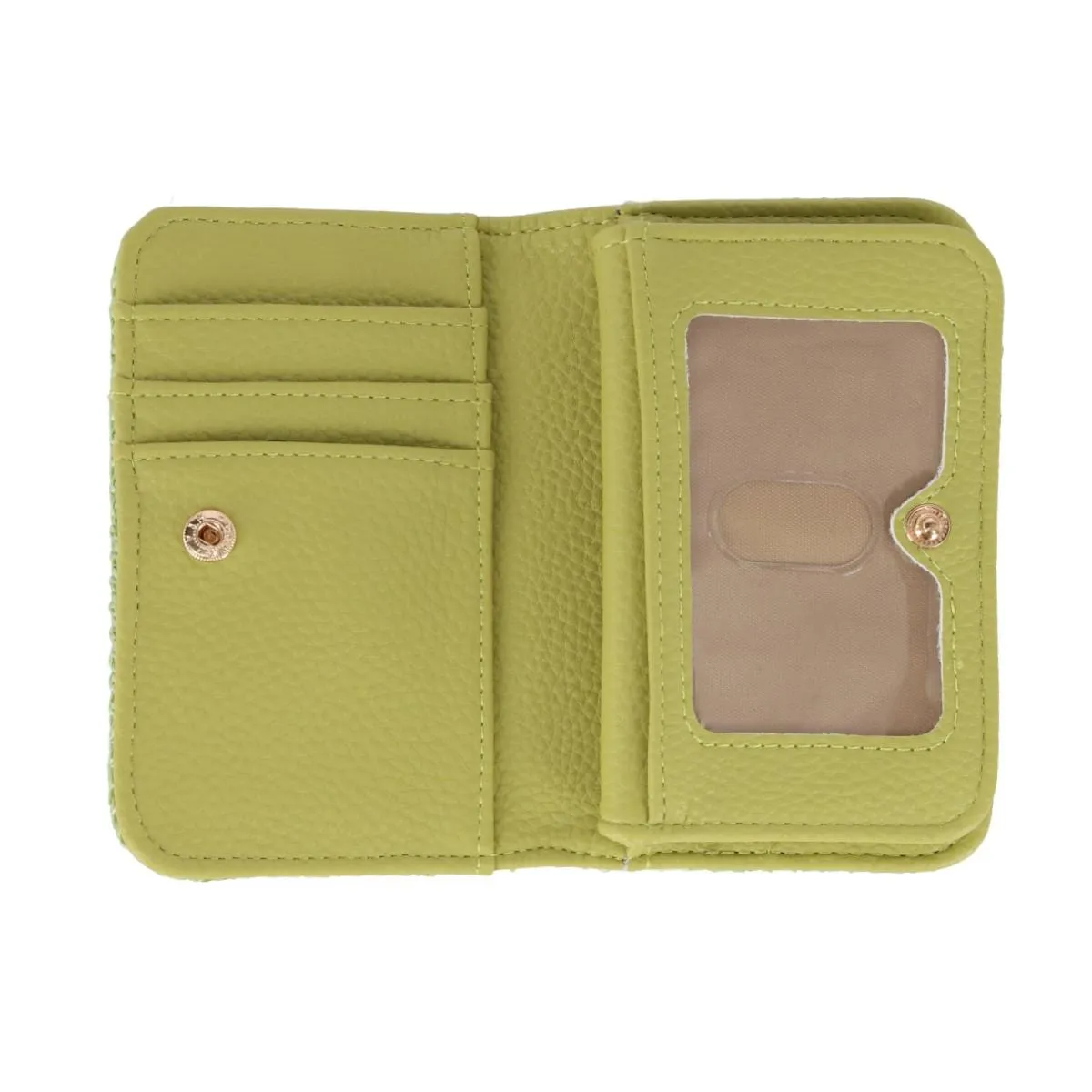 Buxton Women's Straw Vegan Leather Snap Card Case