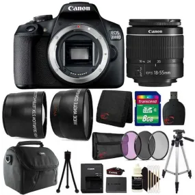 Canon EOS 2000D / Rebel T7 24.1MP Digital SLR Camera   18-55mm Lens   All You Need Accessory