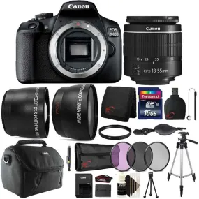 Canon EOS 2000D / Rebel T7 24.1MP Digital SLR Camera with Canon 18-55mm Lens   16GB Accessory Bundle