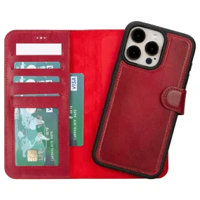 Carter iPhone 15 Plus Detachable Wallet Case, Vegetal Red