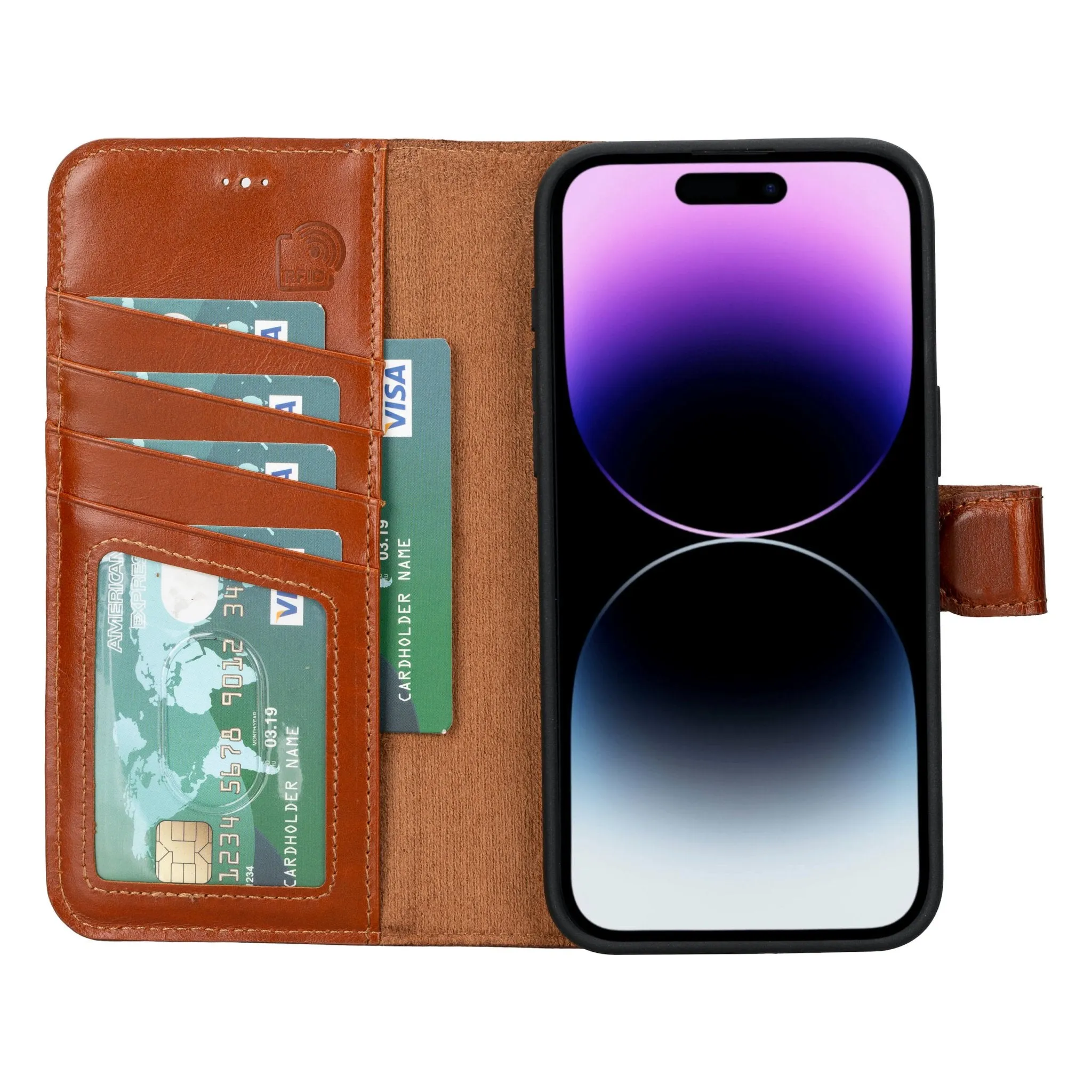 Carter iPhone 15 Pro Max Wallet Case, Burnished Tan