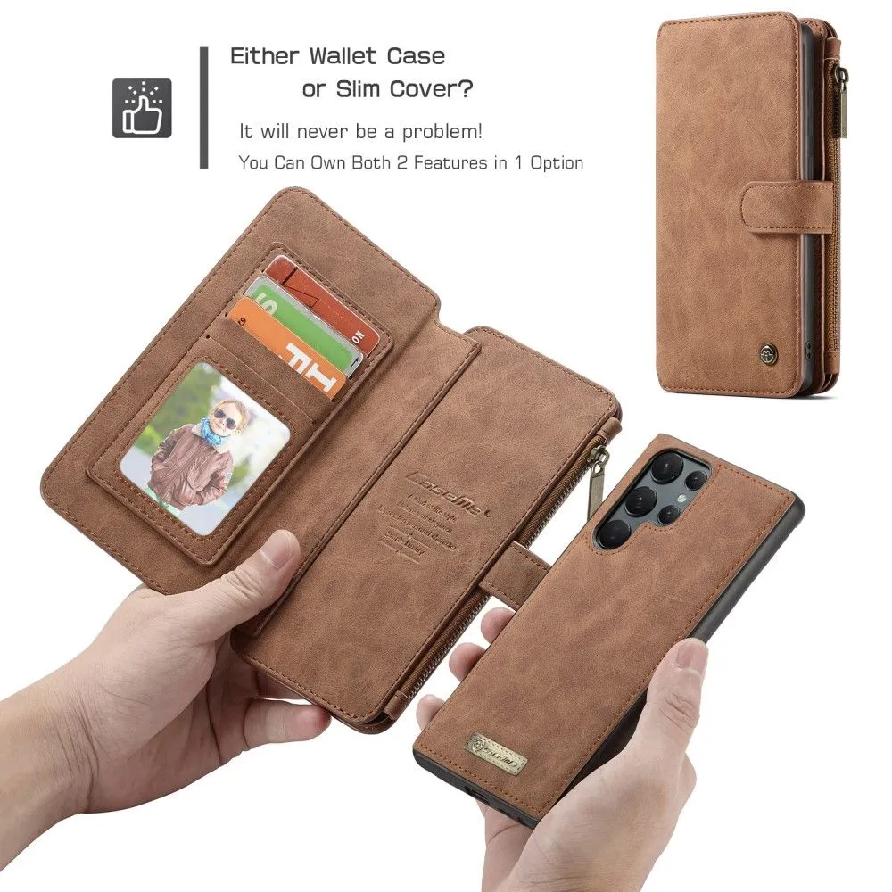 CaseMe Samsung Galaxy S22 Ultra Retro Wallet - Brown