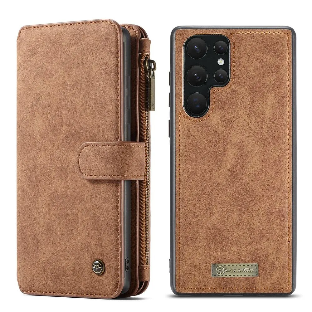 CaseMe Samsung Galaxy S22 Ultra Retro Wallet - Brown