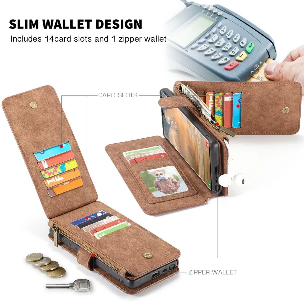 CaseMe Samsung Galaxy S22 Ultra Retro Wallet - Brown