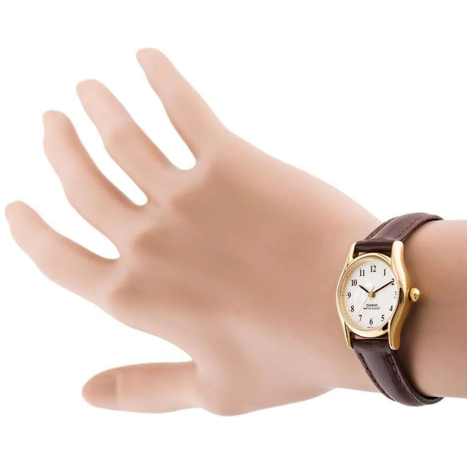 Casio LTP-1094Q-7B9RDF Brown Leather Watch for Women