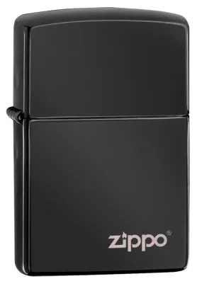 Classic High Polish Black Zippo Logo