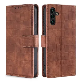 Crocodile textured leather case for Samsung Galaxy A13 5G - Brown