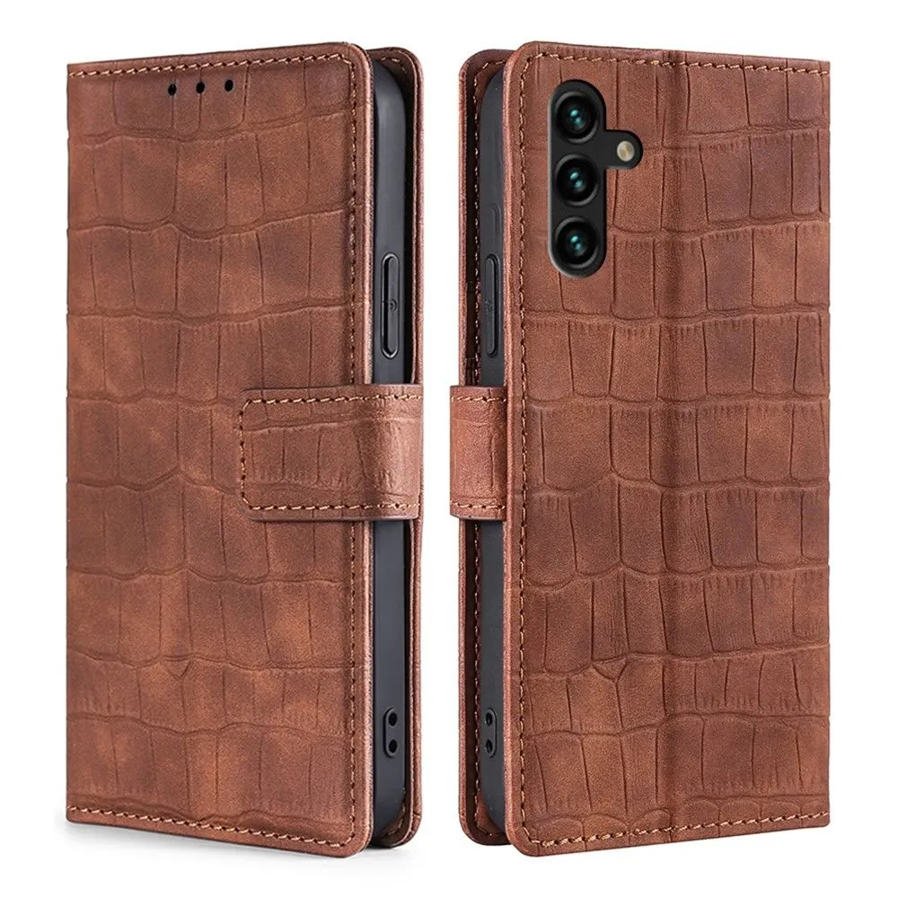 Crocodile textured leather case for Samsung Galaxy A13 5G - Brown