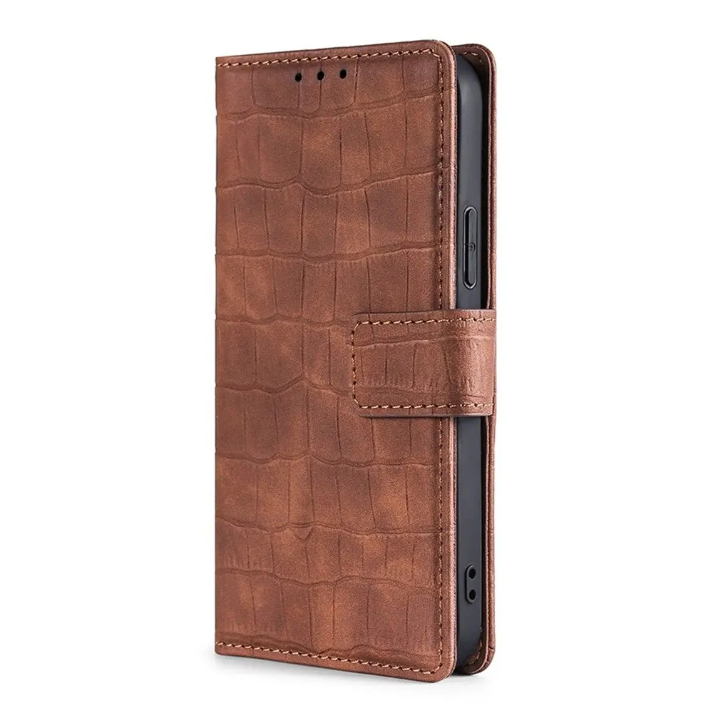 Crocodile textured leather case for Samsung Galaxy A13 5G - Brown