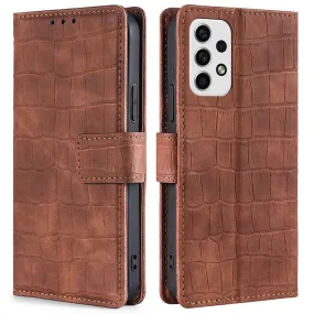 Crocodile textured leather case for Samsung Galaxy A23 - Brown