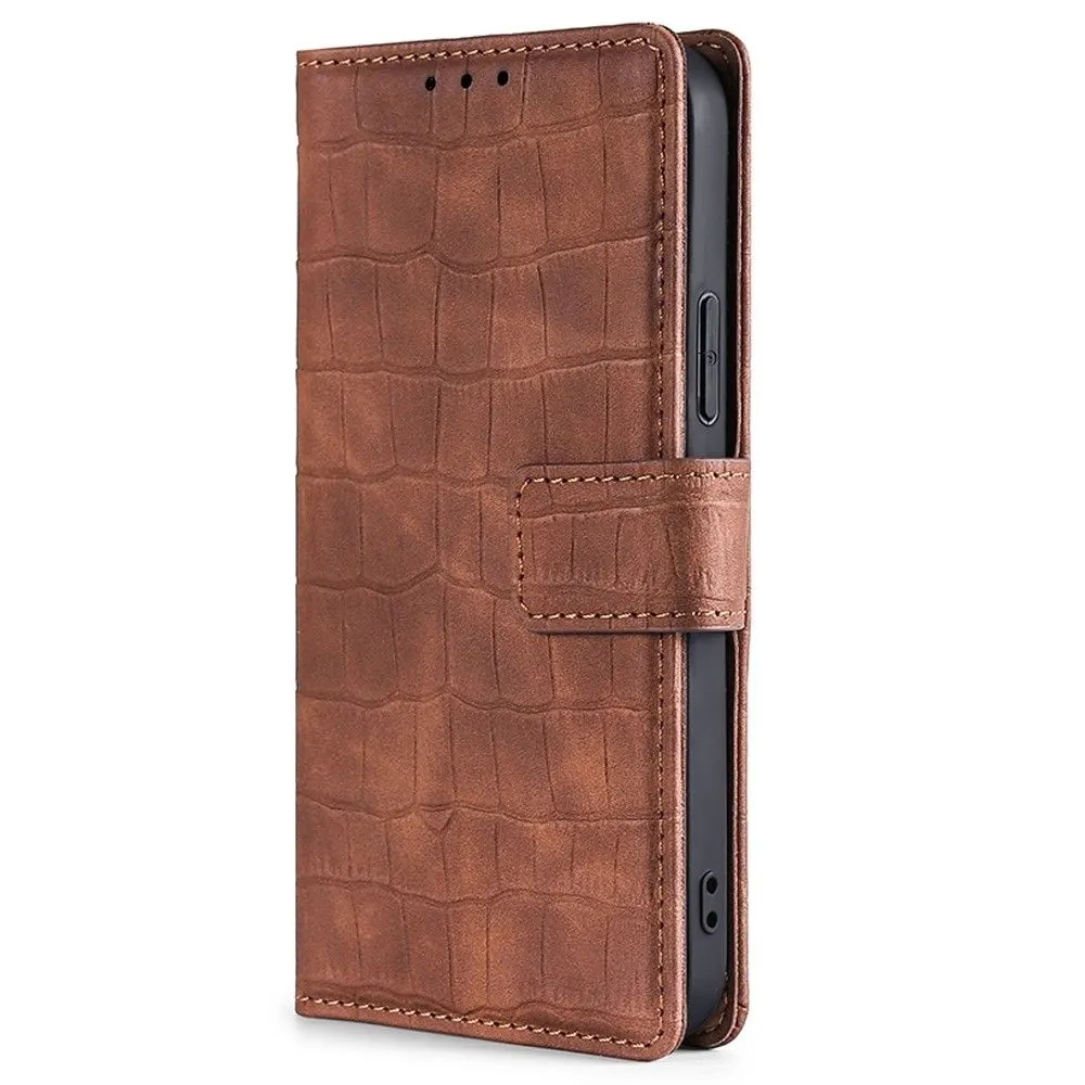 Crocodile textured leather case for Samsung Galaxy M53 5G - Brown