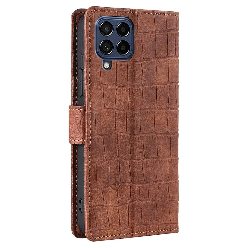 Crocodile textured leather case for Samsung Galaxy M53 5G - Brown