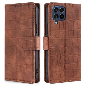 Crocodile textured leather case for Samsung Galaxy M53 5G - Brown