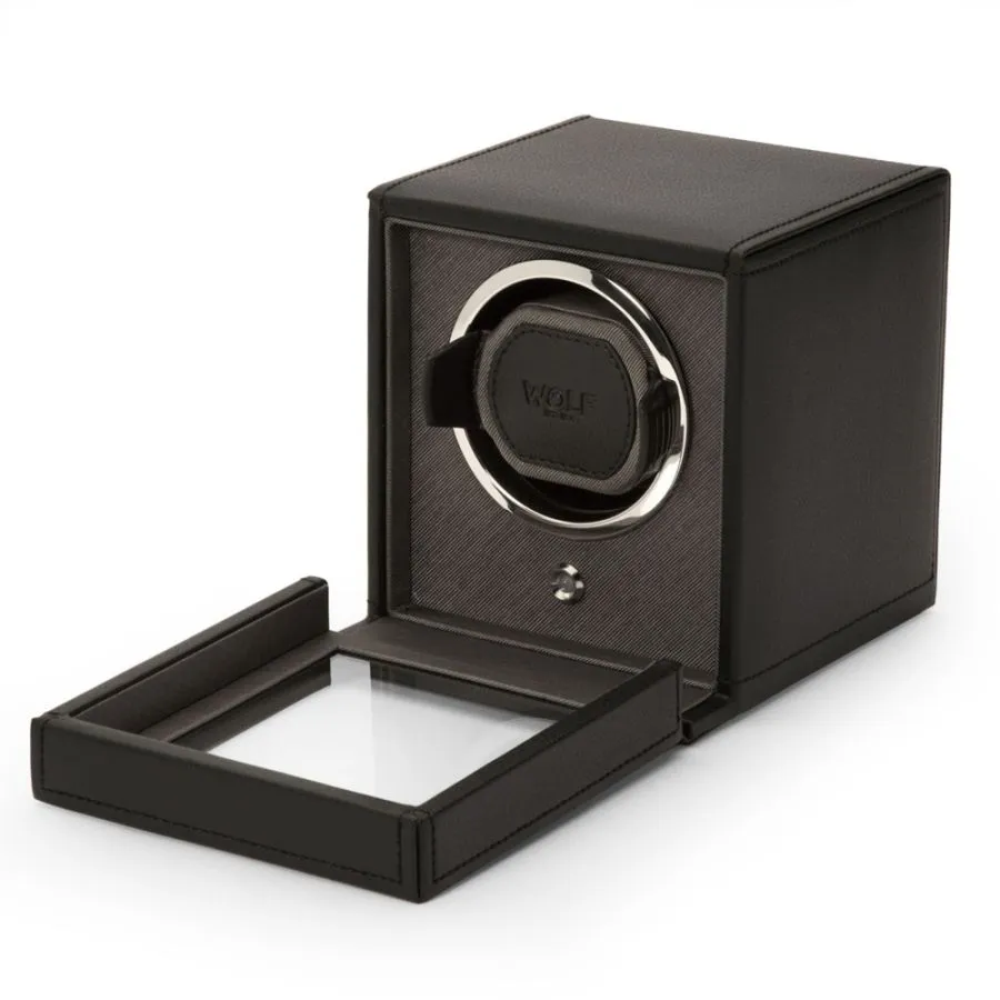 Cub Single Watch Winder with Cover in Black