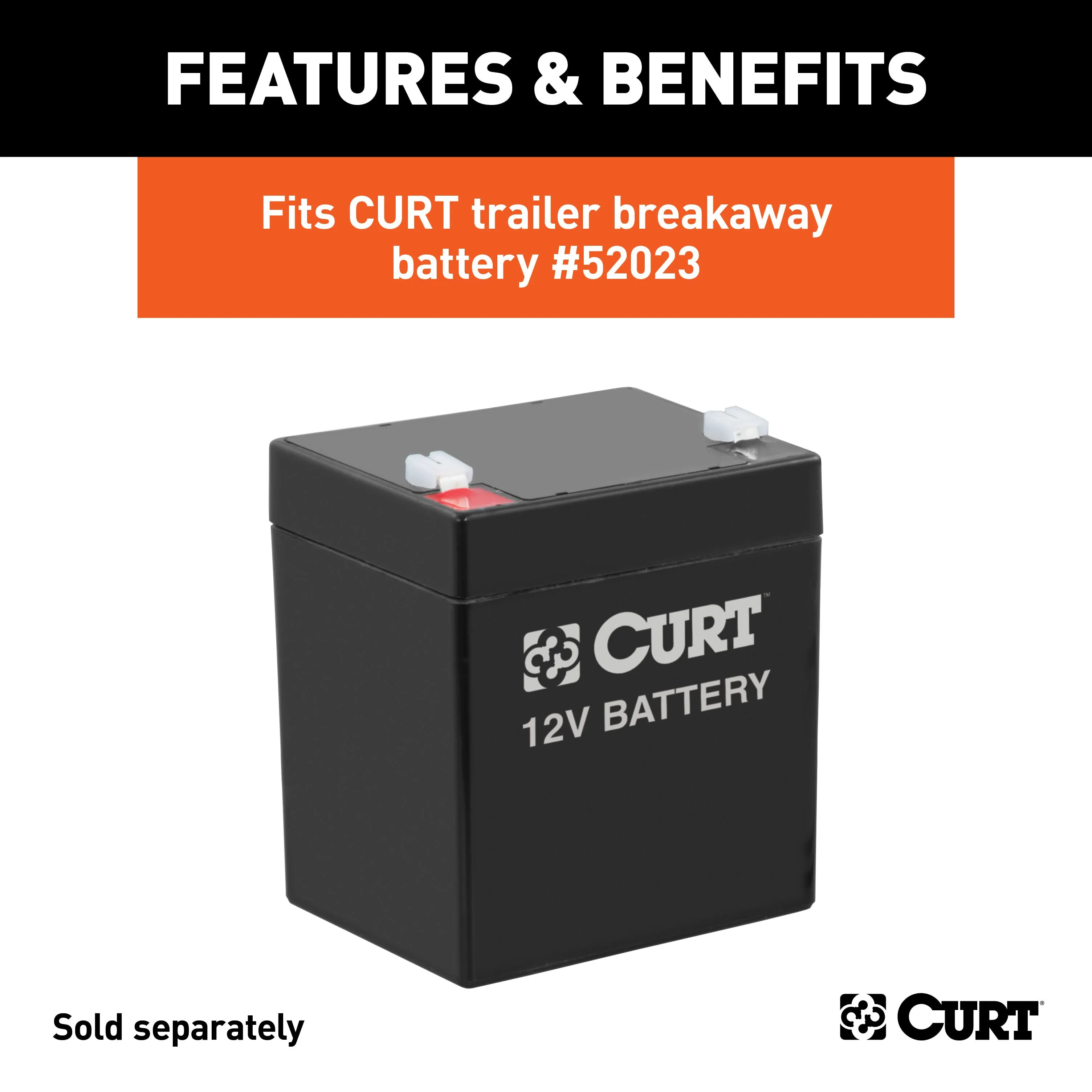 CURT 52022 6in. x 5-1/2in. x 3-1/4in. Breakaway Battery Case with Lockable Tab