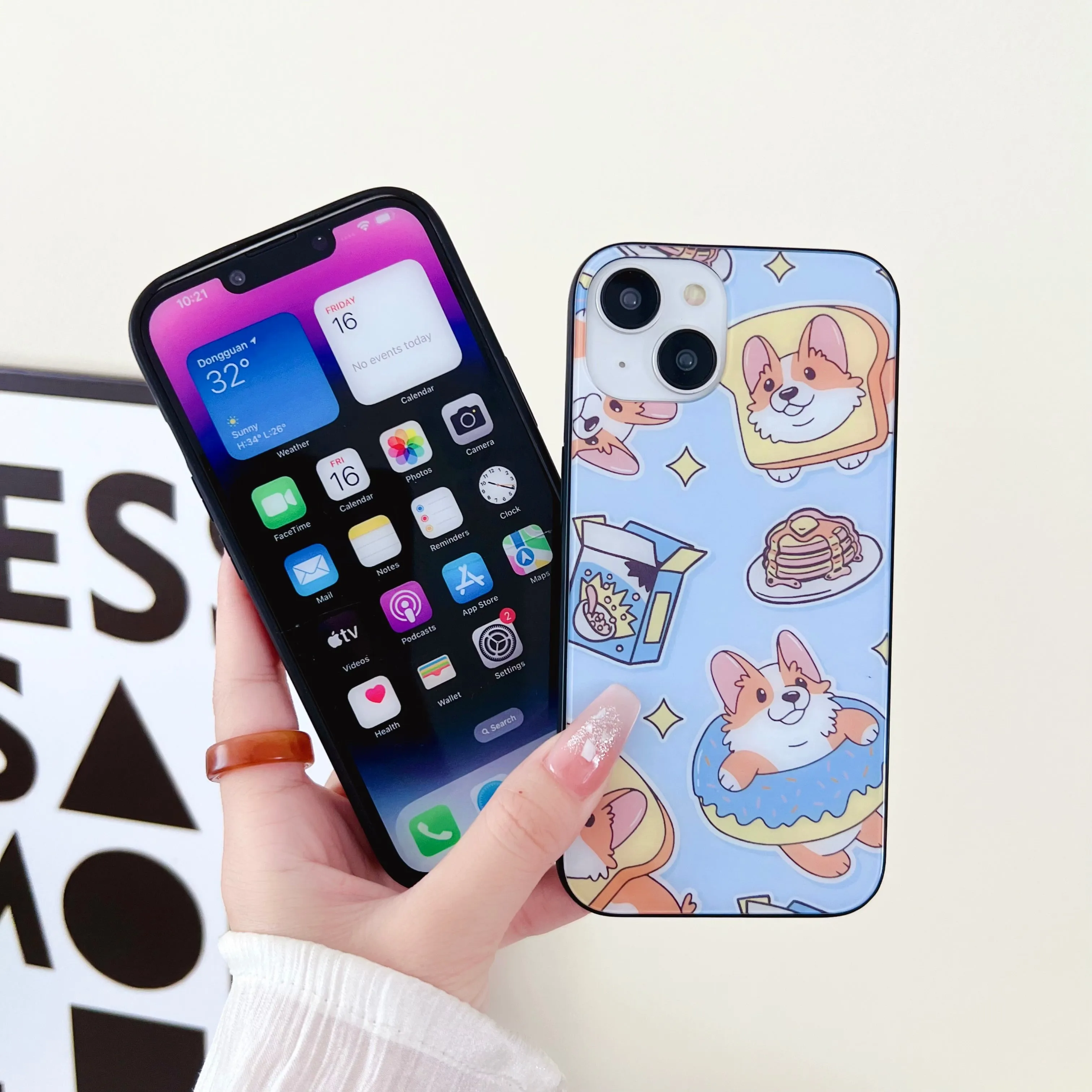 Cute Corgi Design Glass Case