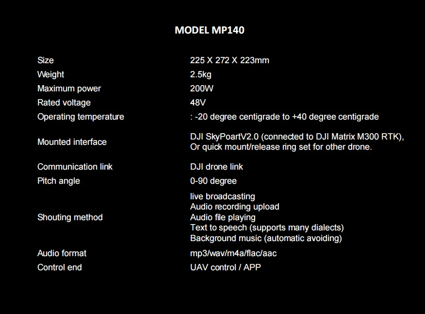 CZI MP140 High Power volume loudspeaker Megaphone for DJI Matrice 350