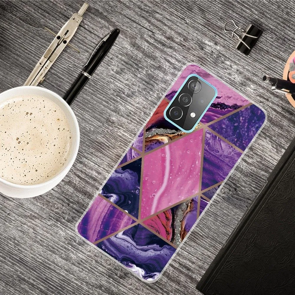 Deco Samsung Galaxy A73 case - Purple and Rose Marble