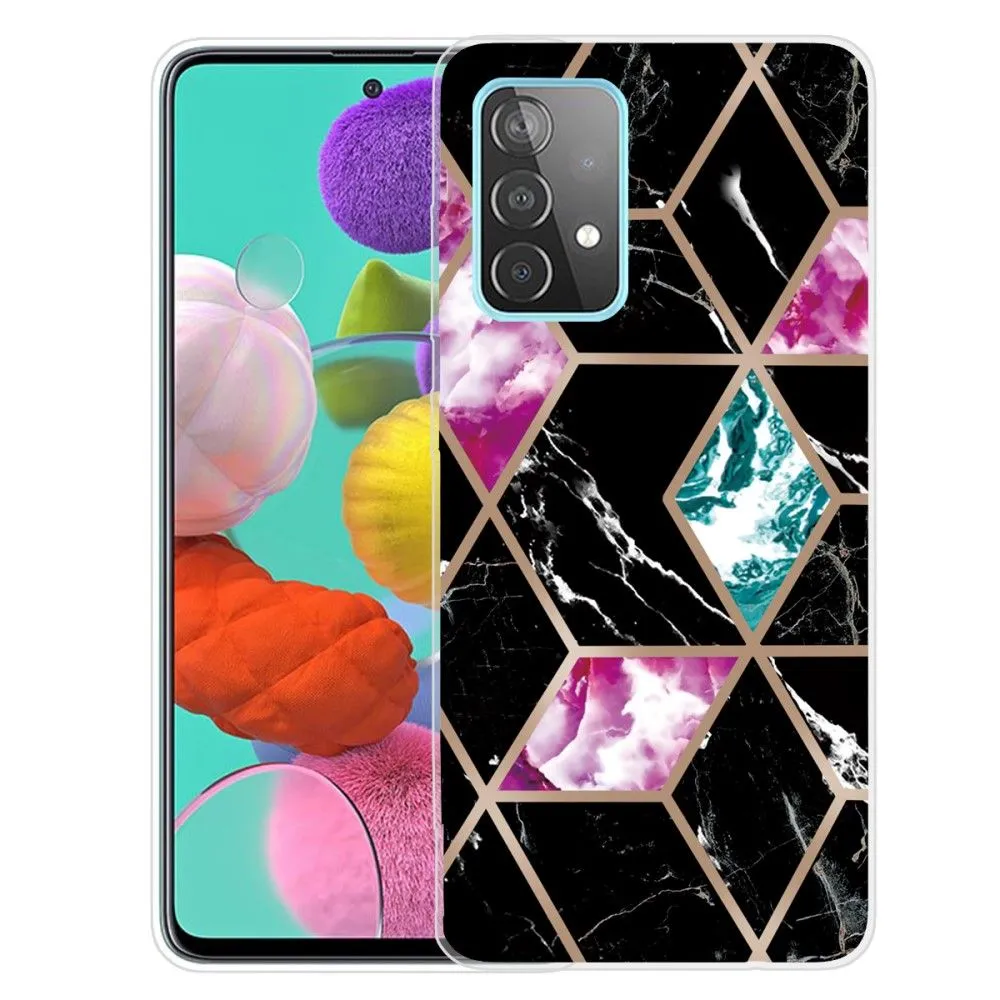 Deco Samsung Galaxy A73 case - Tile of Black / Cyan / Rose