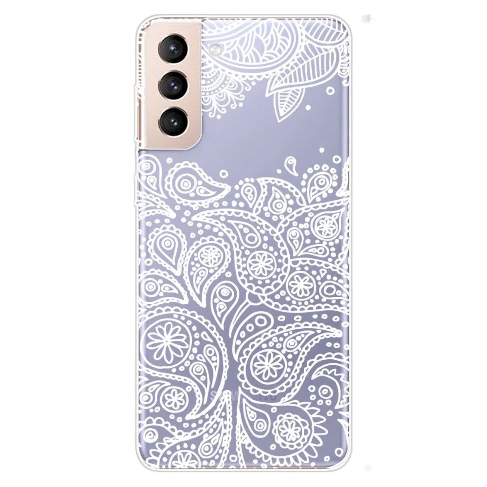 Deco Samsung Galaxy S22 Plus case - White Leaves Pattern