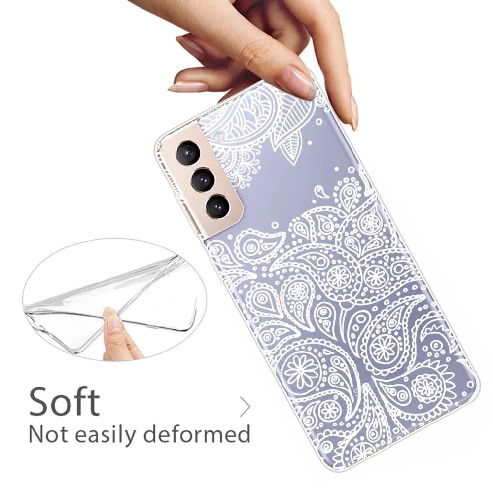 Deco Samsung Galaxy S22 Plus case - White Leaves Pattern