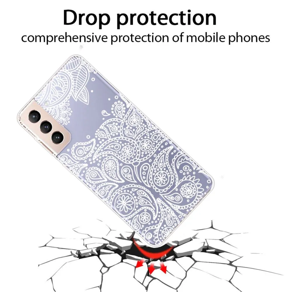 Deco Samsung Galaxy S22 Plus case - White Leaves Pattern